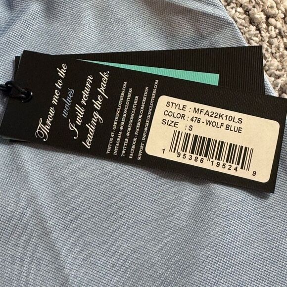 Greyson Mens size Omaha Long Sleeve Polo Wolf Blue Cotton Blend Cooling Fabric - Picture 14 of 16